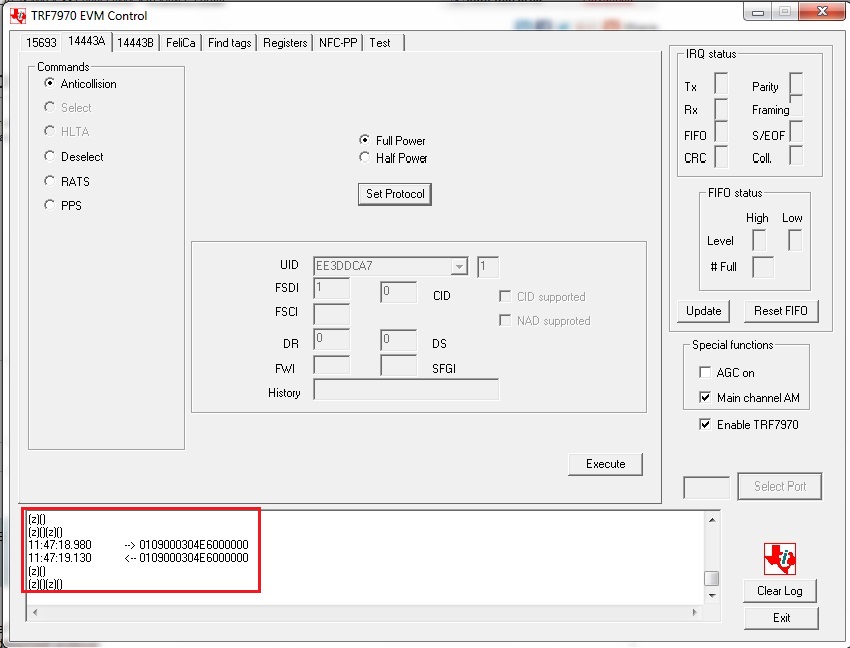 TRF7970A EVM - ISO14443A Anticollision 