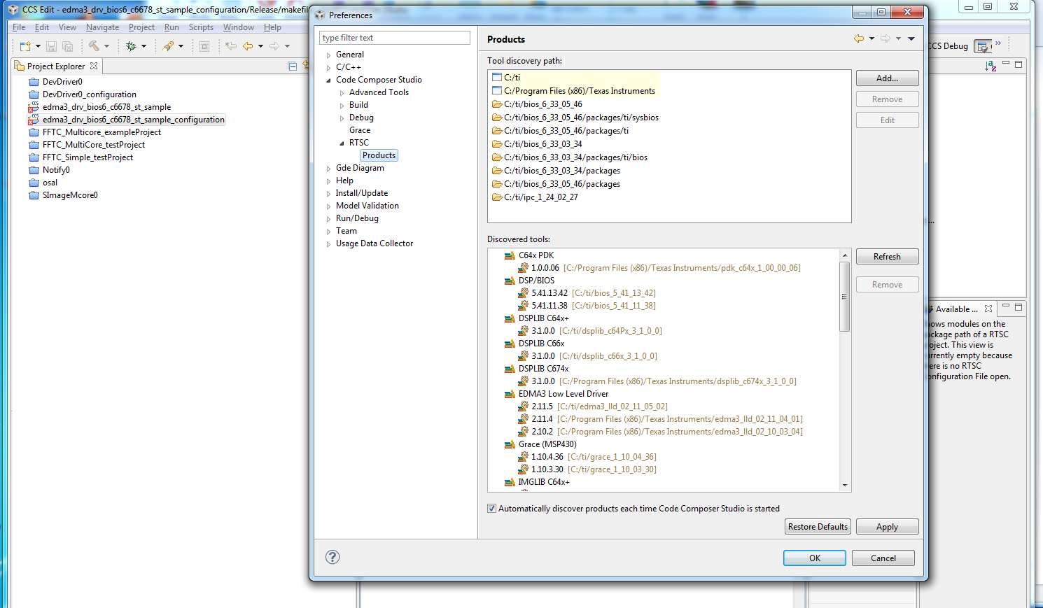 How to import EDMA3 LLD example? Code Composer Studio forum Code