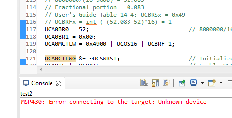 Ccs Msp Fr Msp Error Connecting To The Target Unknown Device Msp Low Power