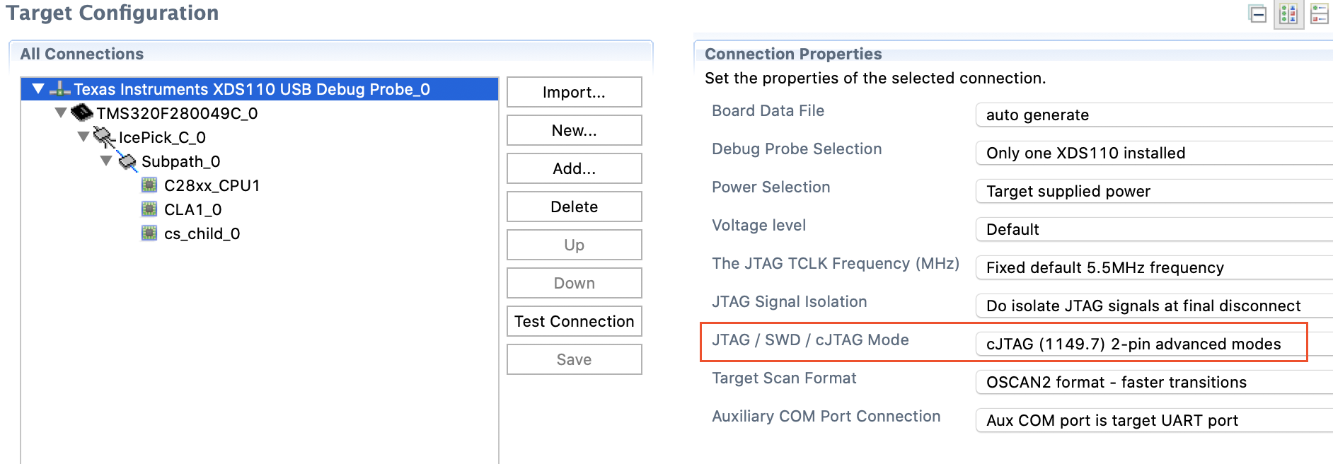 CCS LAUNCHXL F280049C XDS110 Connection Test Passed While Giving Error