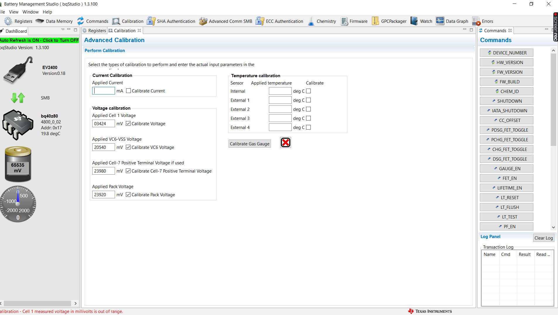 Bq Z Evm Calibration Error Cell Voltage In Millivolt Is Out