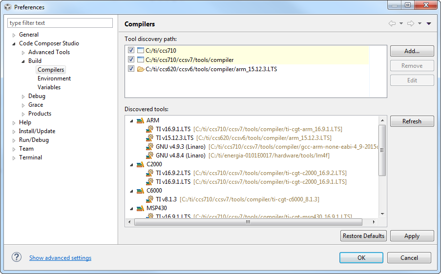 CCS CCSTUDIO XDCTools Configuration In CCS Code Composer Studio Forum Code Composer Studio