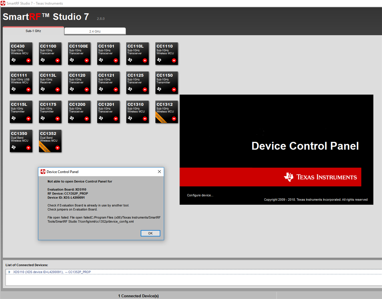 Launchxl Cc P Launchxl Cc P Not Connecting To Smartrf Studio