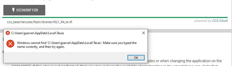 CCS LAUNCHXL CC2650 Need Help To Fully Resolve The Windows Cannot