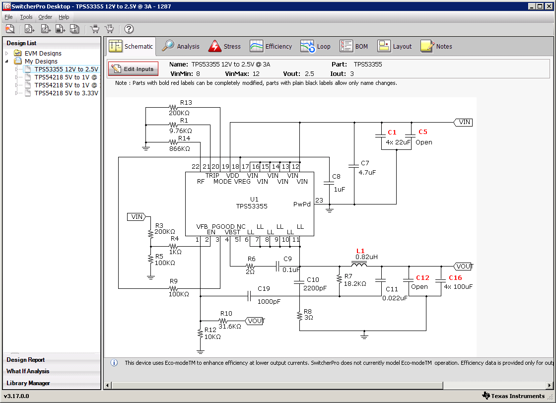 TPS53355 in Switcherpro with 850kHz - Simulation, hardware & system ...