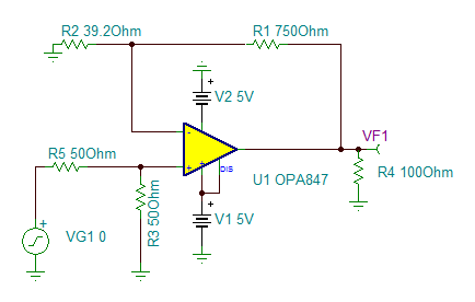 OPA847 PSpice Simulation - Amplifiers forum - Amplifiers - TI E2E ...