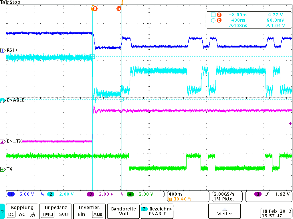 transmit enable time of SN65HVD33 vs. bus termination - Interface forum ...