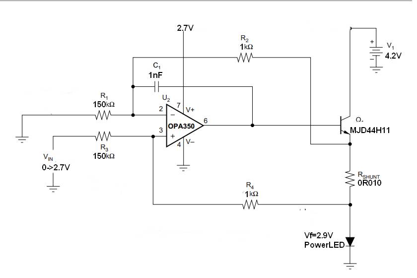 Power LED Driver with OPA350 inspired by SBEA001 - SEPTEMBER 2001 ...