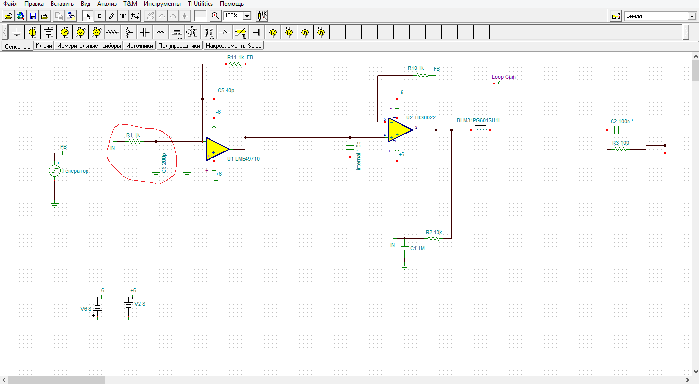 How meansure Loop Gain for composite noninverting amp in TinaTI ...