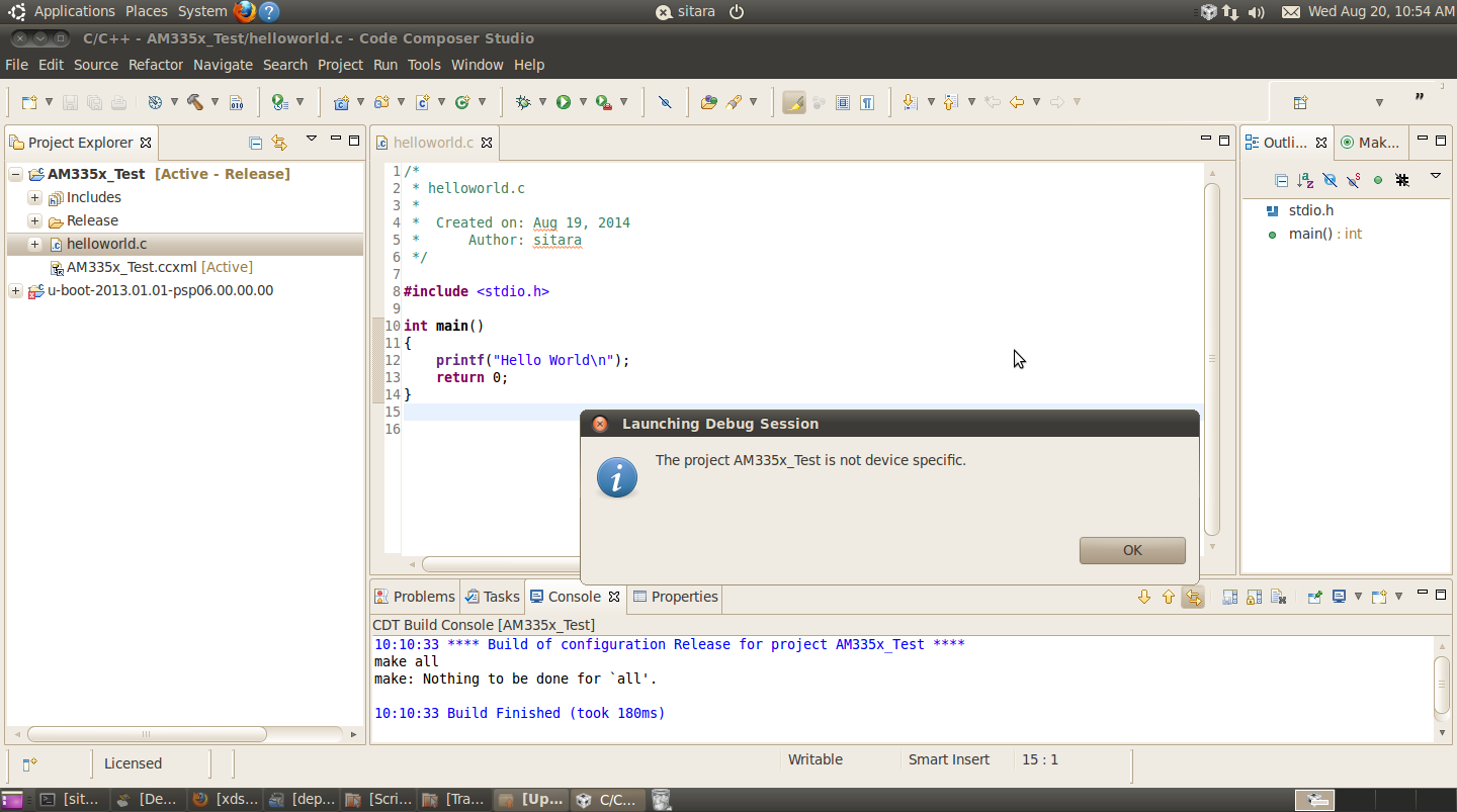 The project is not device specific - Code Composer Studio forum - Code ...
