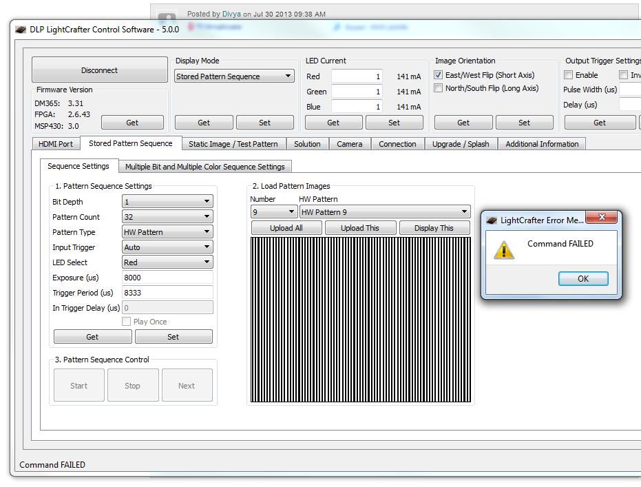 Failure to Display Stored Pattern Sequence - DLP products forum - DLP®︎ ...