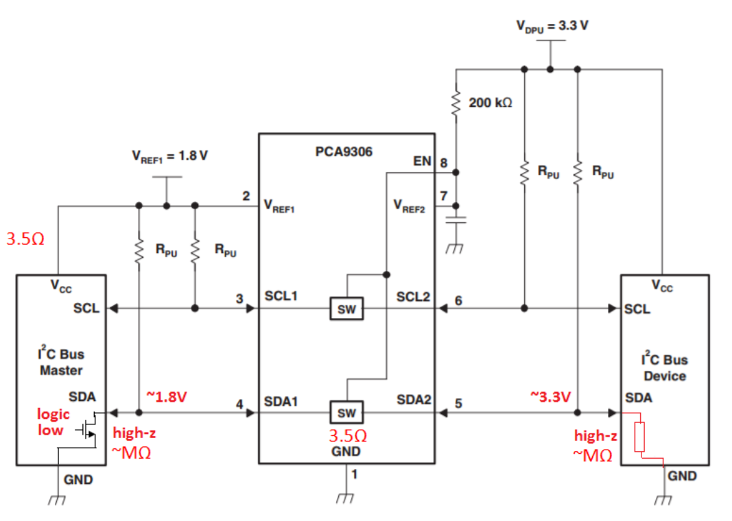 PCA9306: Questions about internal switch - Interface forum - Interface ...