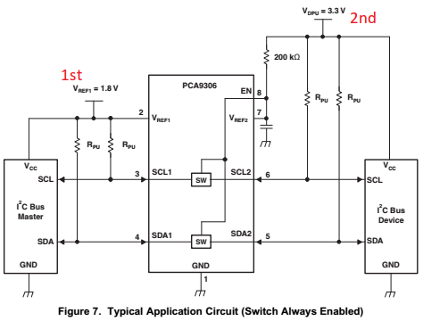 PCA9306: [ PCA9306 ] Support Clock Stretching? and Power Sequence ...