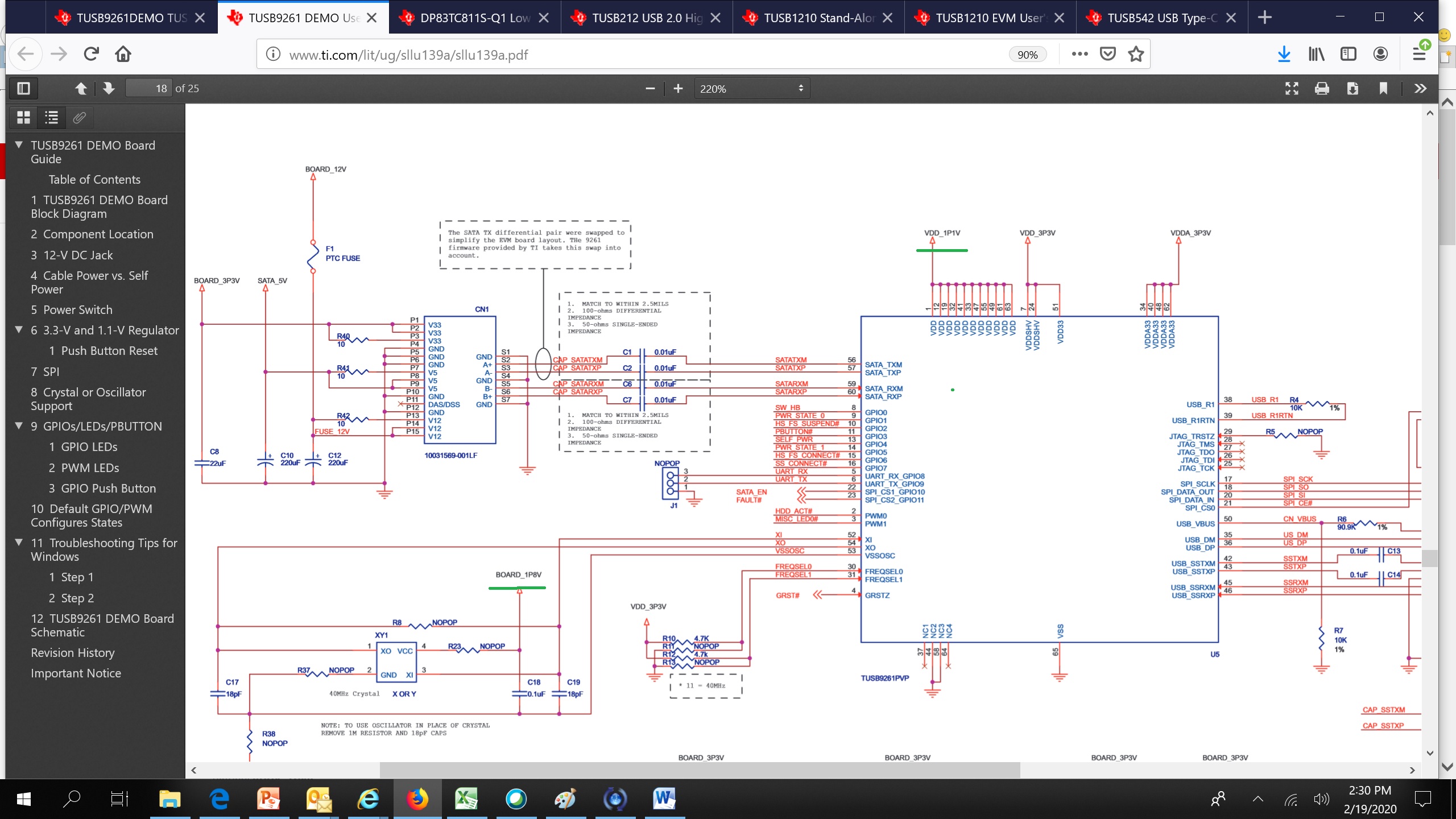 TUSB9261DEMO USB2_1P1V and VDDA_1P8V voltage rails Interface forum