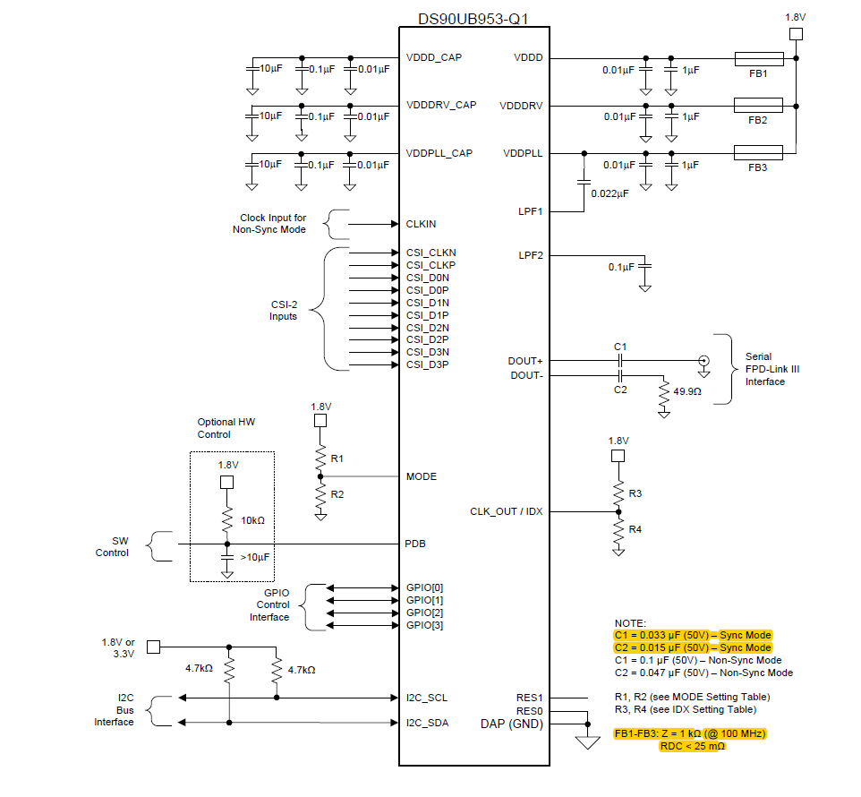 DS90UB953-Q1: How to select asynchronous mode or synchronous mode while ...