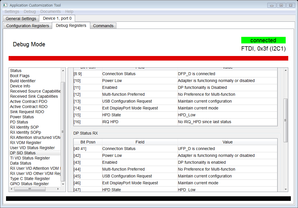 TPS65982: DPSourceSink bit behavior on 0x5F Data Status - Interface ...