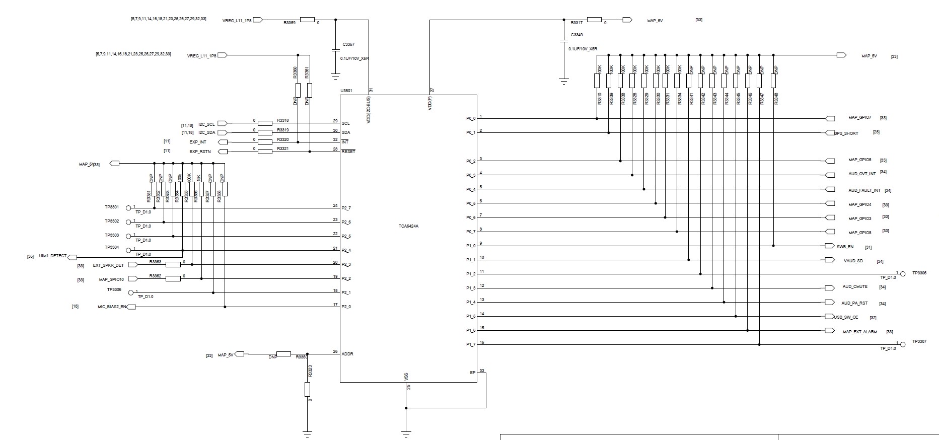 TCA6424A: Please help check if the schematic of TCA6424ARGJR is correct ...