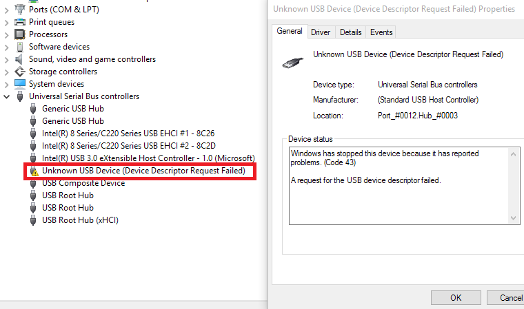 usb parallel printer cable unknown device