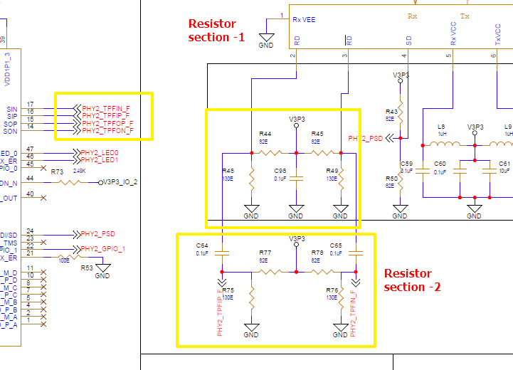 DP83640: AFBR-5803AZ- 100FX fiber interface with Resistor N/W 