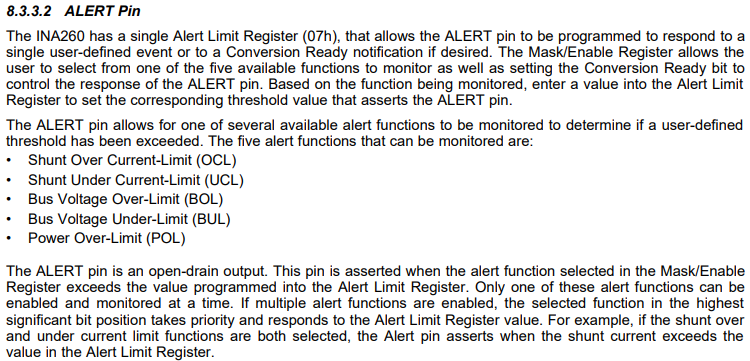 INA260: How to fix the register contents when alert pin was triggered ...