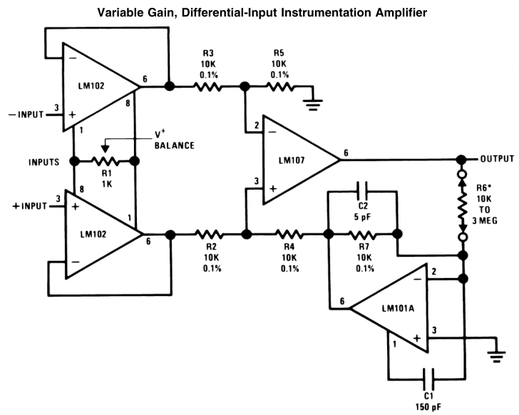 Stability of LM101A variable-gain instrumentation amp - Amplifiers ...