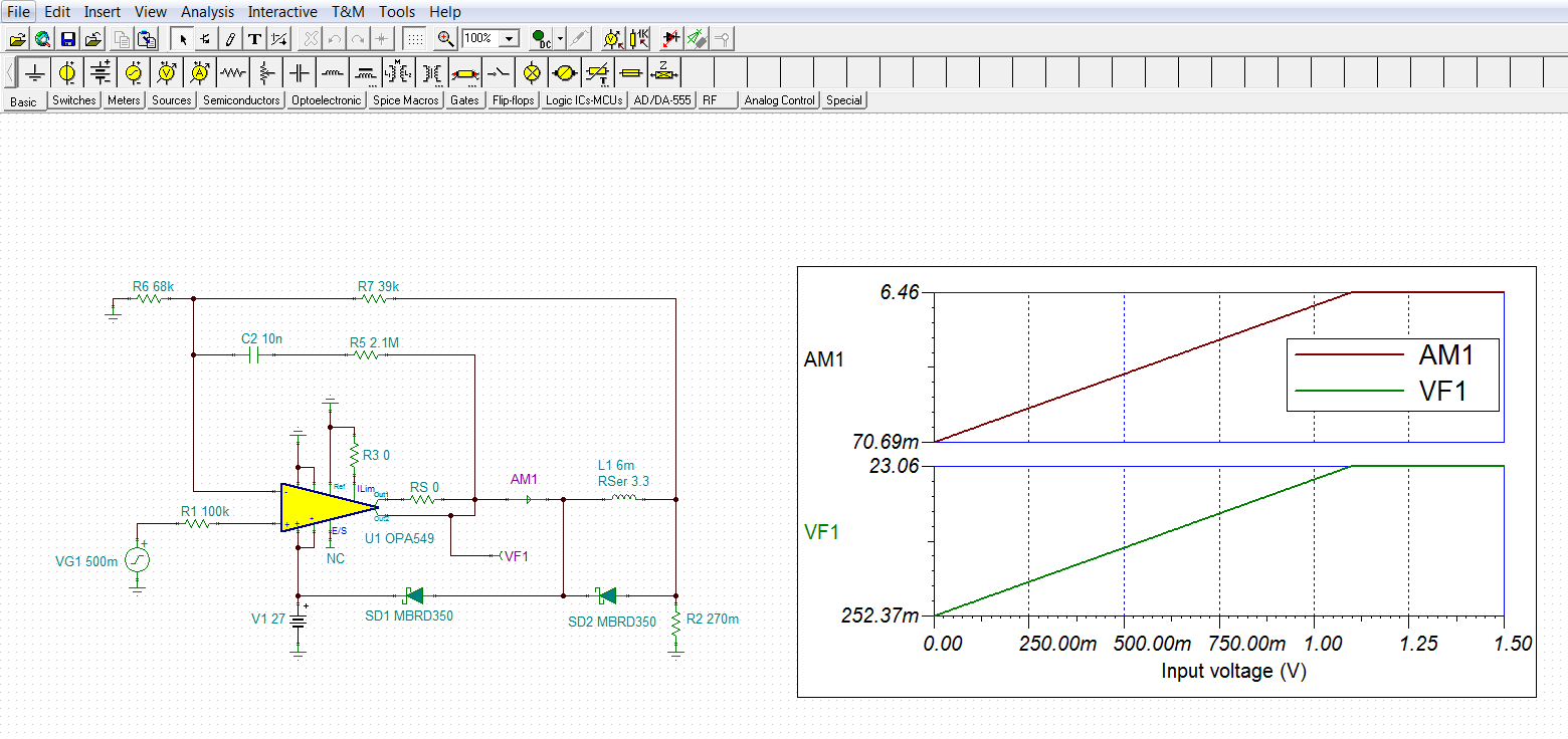 TINA/Spice/OPA549 VI converter with a Floating Load Amplifiers forum