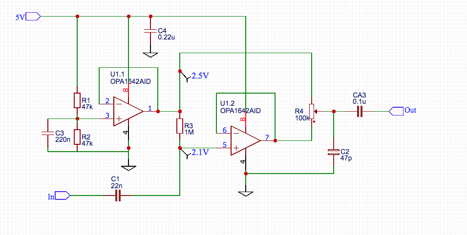 OPA1642: OPA1642 buffer input bias voltage drop - Amplifiers forum ...