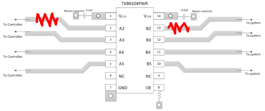 TXB0104-Q1: Recommended Range Of Dumping Resistor For Noise Reduction ...