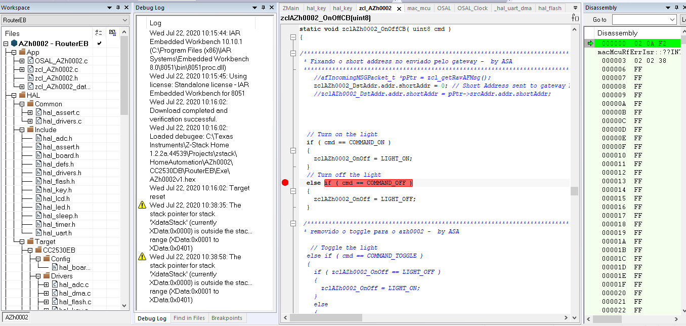 Cc2530 Cc2530 Stack Data Is Outside Of Stack Range Zigbee Thread Forum Zigbee Thread Ti E2e Support Forums