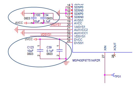 Dip in AVCC and DVCC and Reset Pin of 