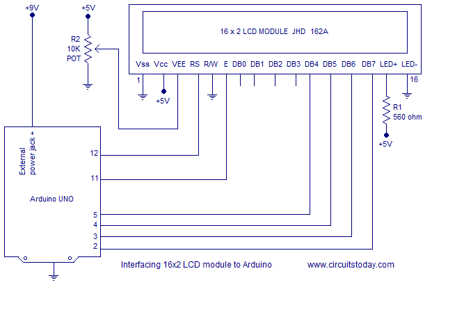 lcd display pin diagram