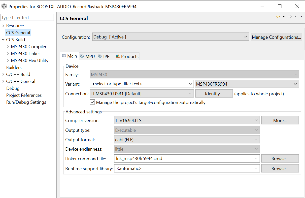 CCS/MSP-EXP430FR5994: Problem Running Software Example For MSP ...