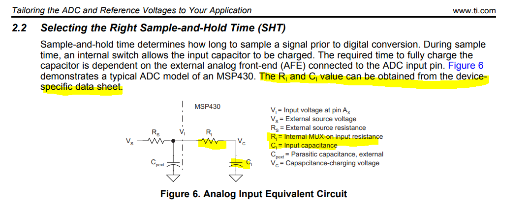 MSP430FR5959: ADC input impedance / max ADC input current - MSP low ...