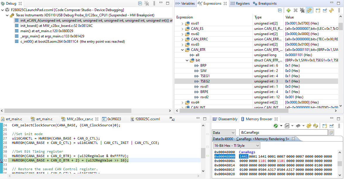 Launchxl Fc Canaregs Updates Not Reflecting Properly In Ccs C00 Microcontrollers Forum C00 Microcontrollers Ti E2e Support Forums