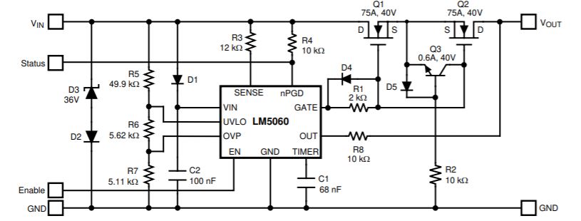 LM5060: Circuit simplify to the example design in datasheet - Power ...