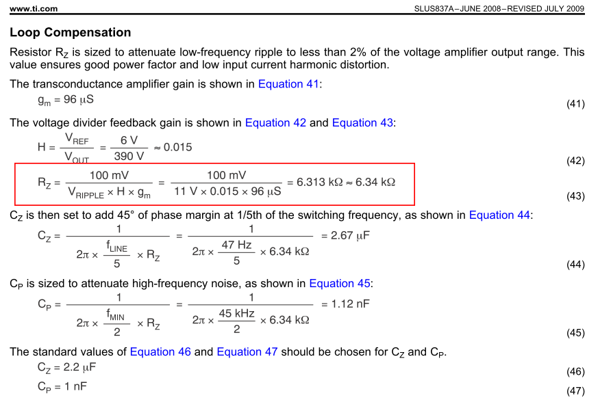 UCC28061 Compensation resistor adjustment Power management forum