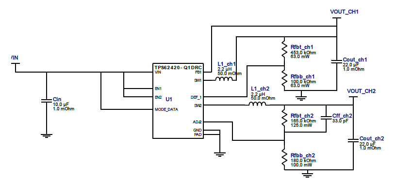 TPS62420: Using Design Report from Webench for 3.3V and 1.15V outputs ...