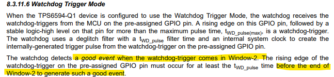 TPS6594-Q1: Watchdog-trigger good event in trigger mode - Power ...