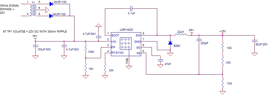 LMR14020: Sometimes it locked at 20V at output instead of 15V during a ...