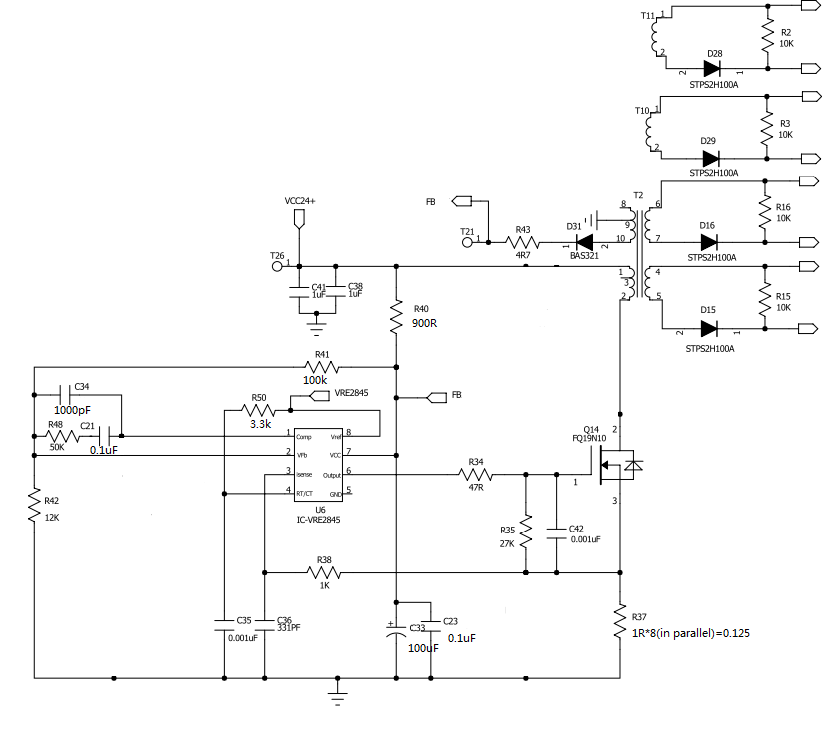 Problems about voltage in current sense pin of UC3845 applied in a ...