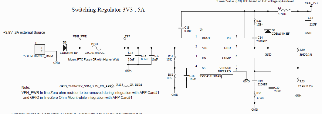 TPS54531: TPS54531DDAR IC not generates 3.3V as output with input 