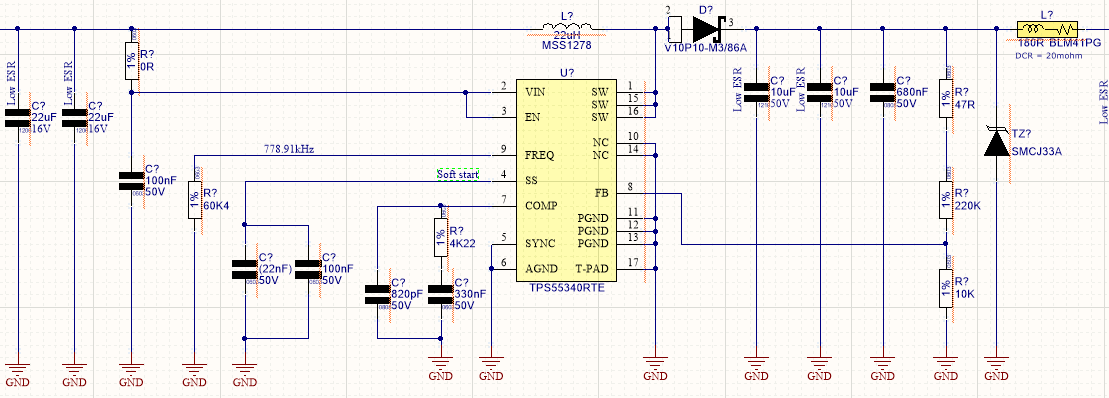 WEBENCH® Tools/TPS55340-Q1: TPS55340-Q1 vs TPS55340 Web bench frequency ...