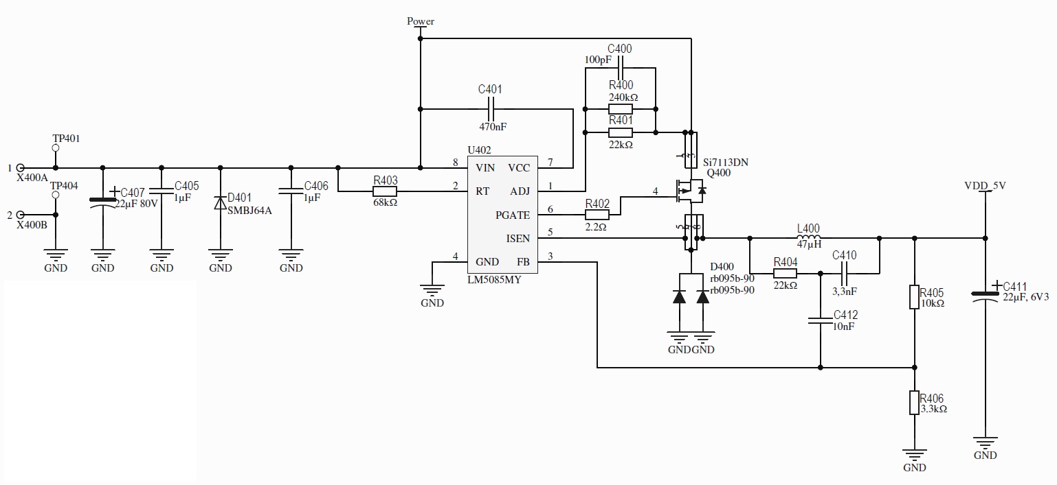 LM5085: Output voltage too high after copying feedback circuit from the ...