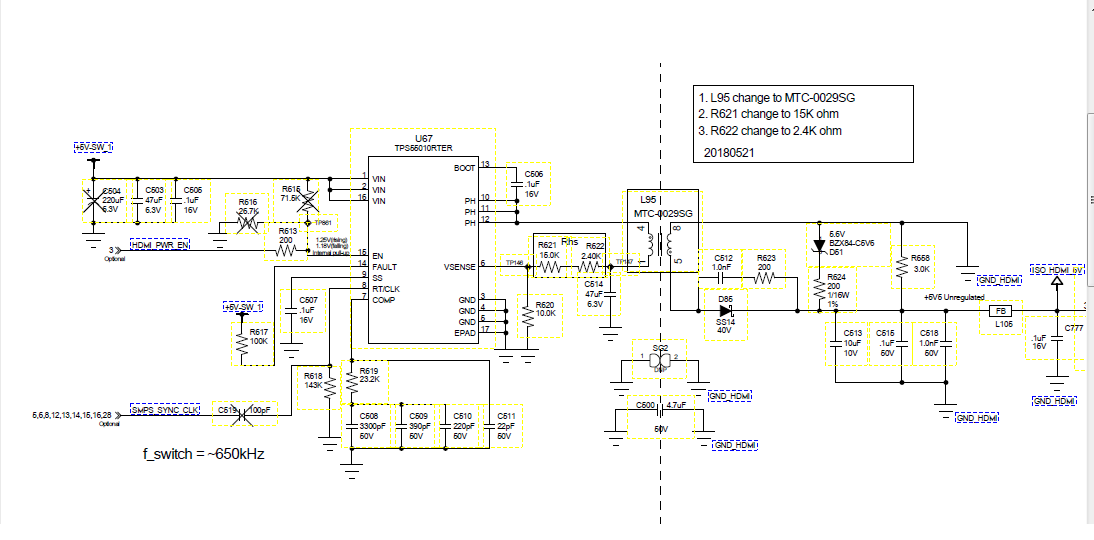 TPS55010: May you pls help double check our application circuit ...