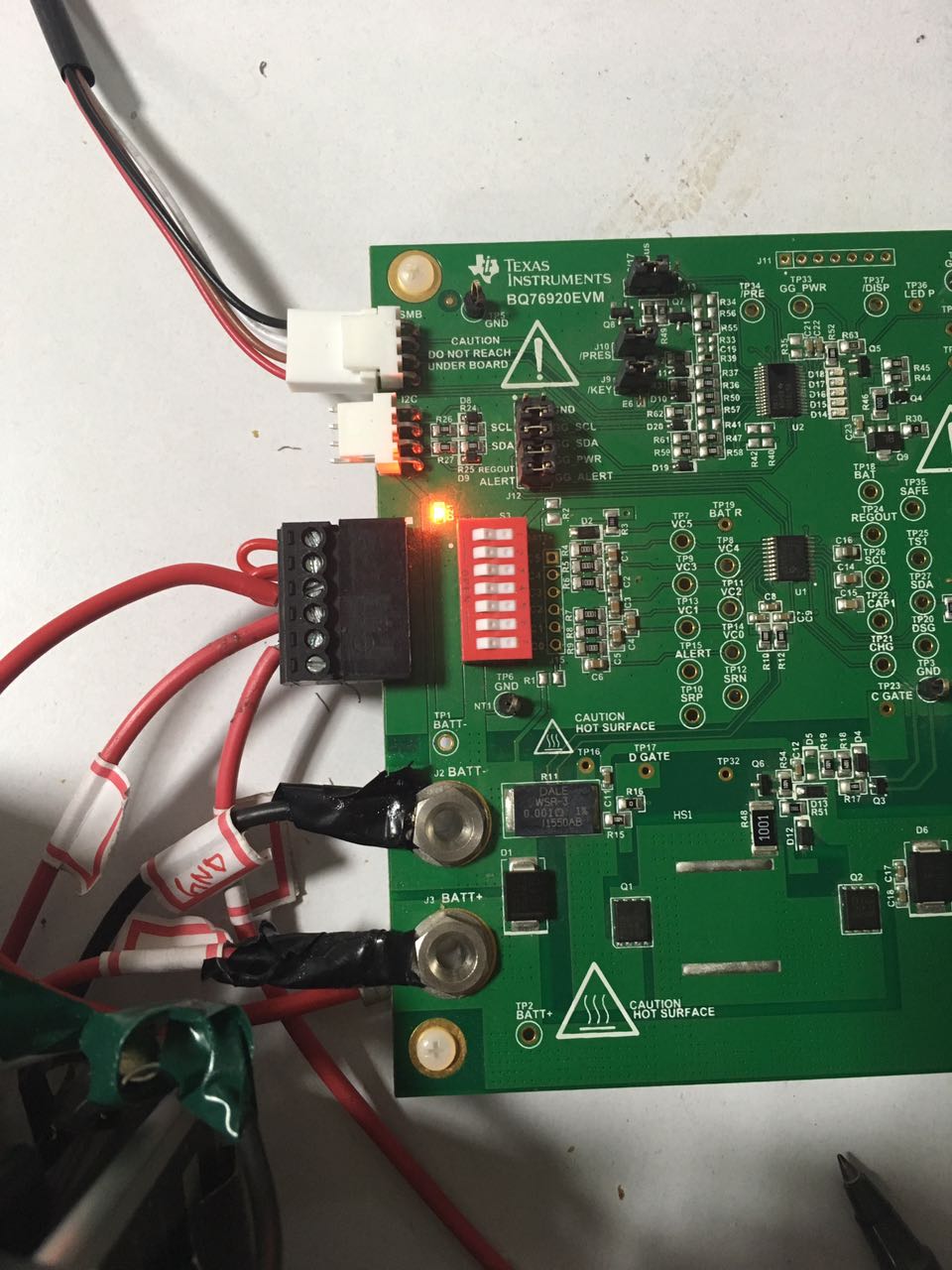 BQ76920EVM: The Board i am trying to set up for 3 cells ( Picture ...