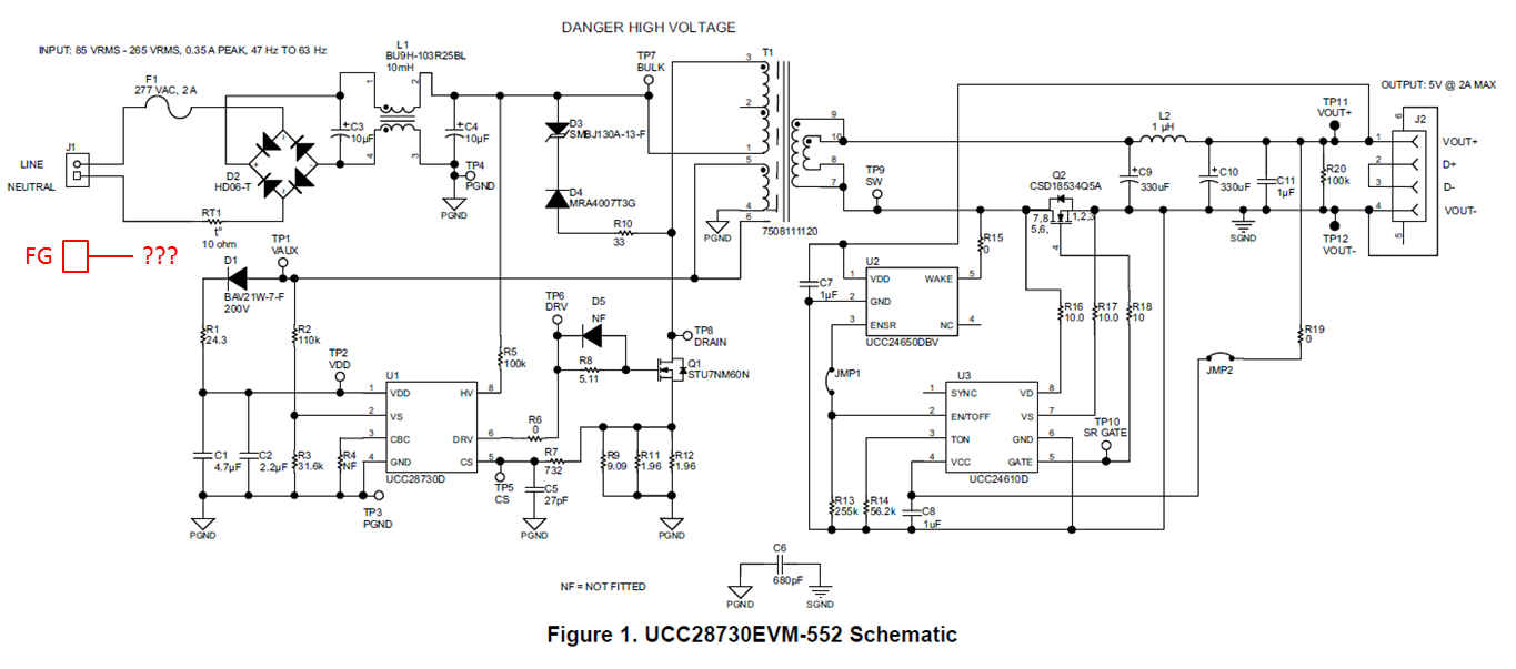 UCC28730EVM-552 AC/DC Evaluation Board, AC input FG(Frame Ground ...