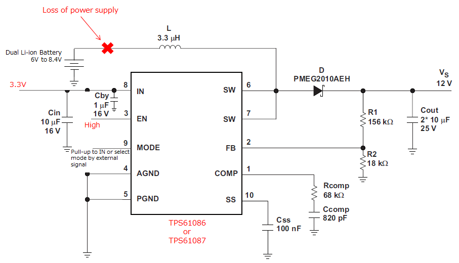 TPS61086: for Dual Li-ion Battery input - Power management forum ...