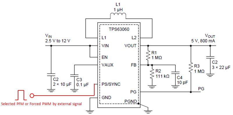 Tps63060 Selected Pfm Or Forced Pwm By External Signal - Power 