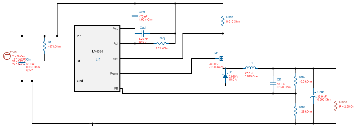 LM5085: Output voltage drop - Power management forum - Power management ...