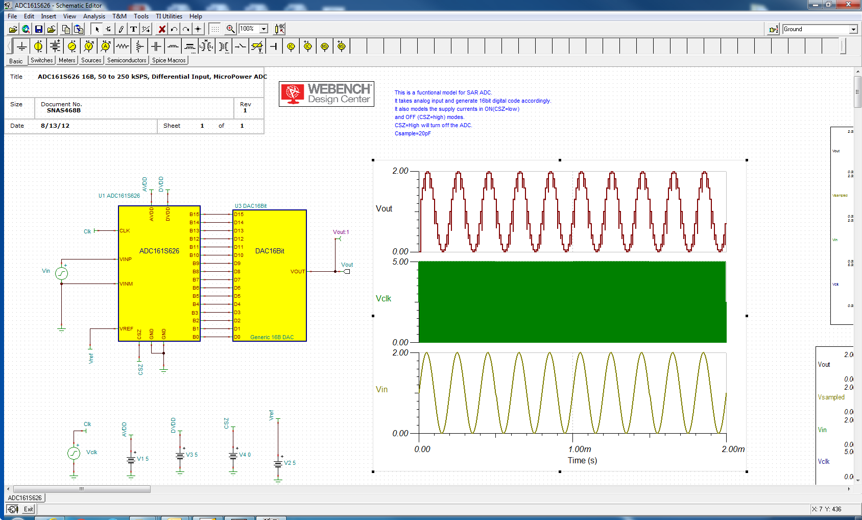 TINA/Spice/ADC161S626: Can not run the ADC161S626 example - Simulation ...